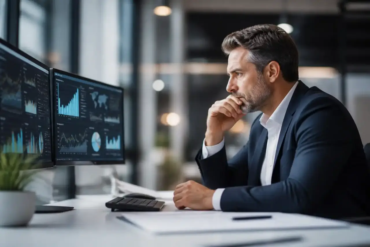 Dashboard IA néo-brutaliste analysant la marge d'une entreprise face à l'instinct du dirigeant